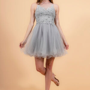 NEW - Silver Sleeveless Cocktail Short Dress